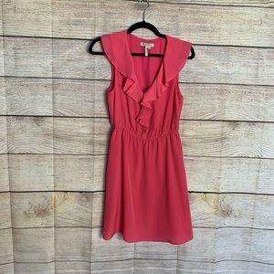 Bcbgeneration Pink Ruffle Front Cinch Waist Dress